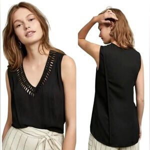 ANTHROPOLOGIE MAEVE Black Braided La Vista Tank | Size Small